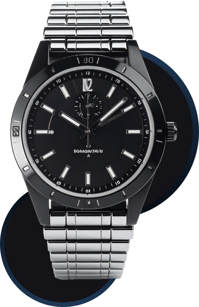 a black and silver watch