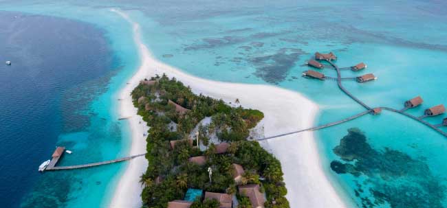 an aerial view of a small island