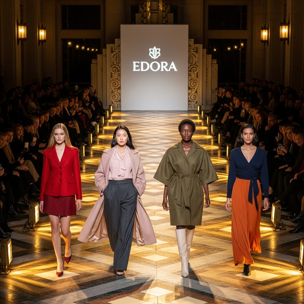 a group of women walking down a runway