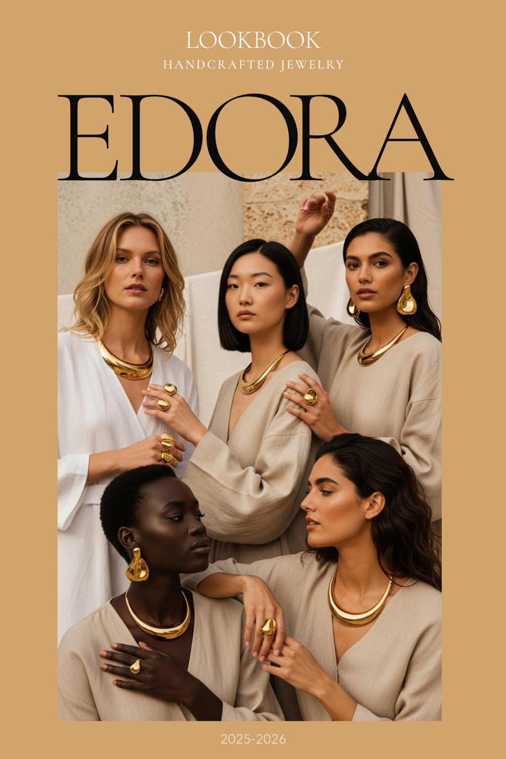 a group of women wearing gold jewelry