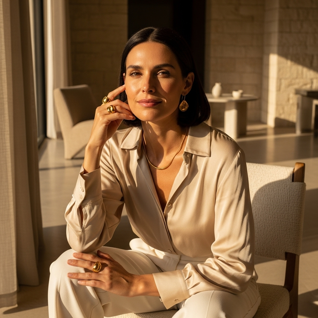 a woman sitting in a chair
