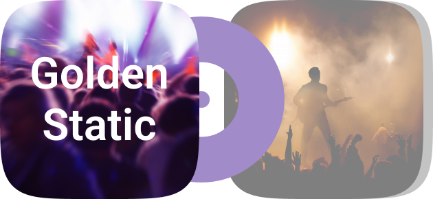 a purple cd with a person in the background