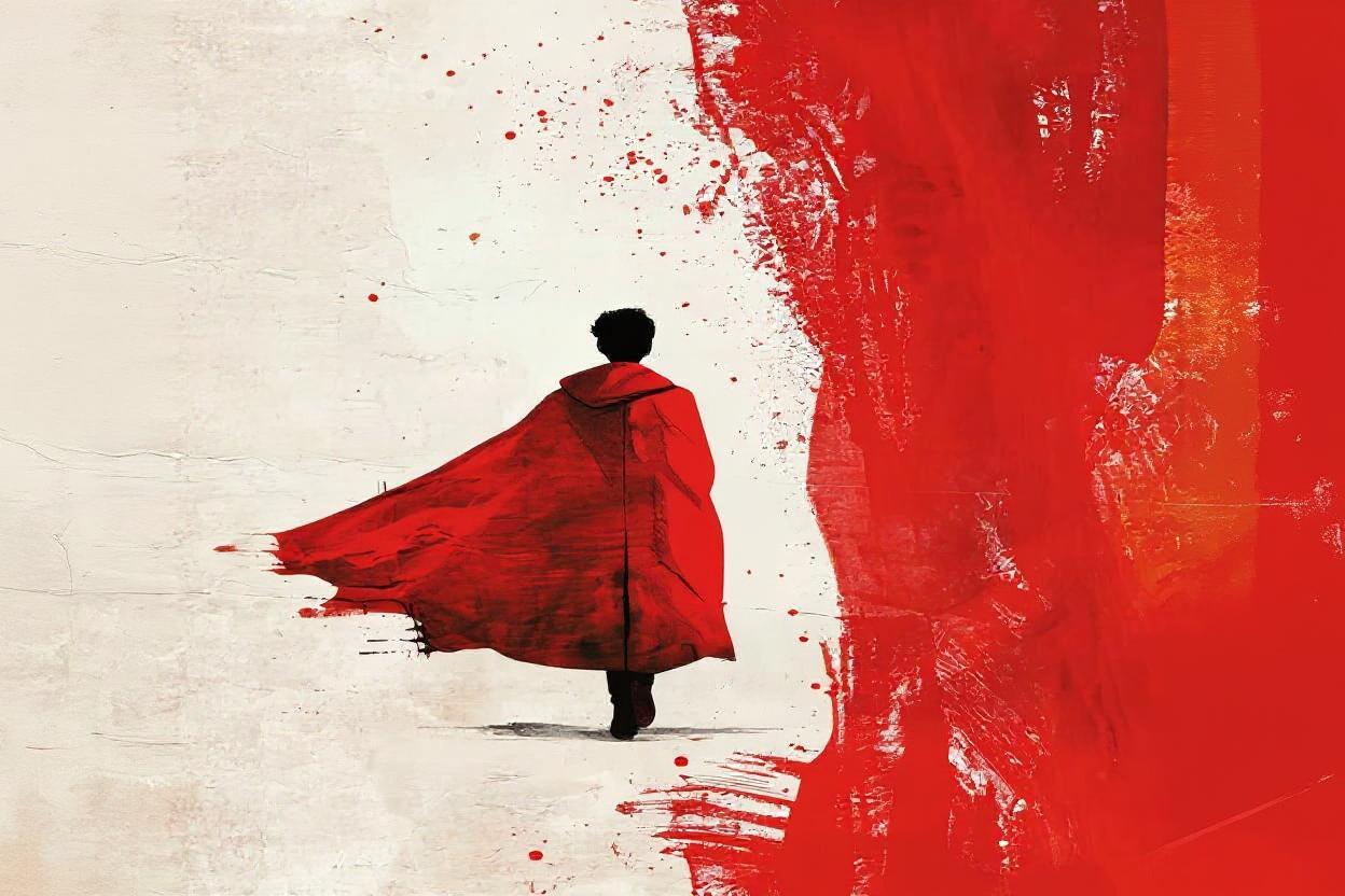 a person in a red cape