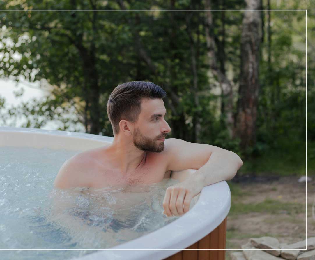 a man in a hot tub