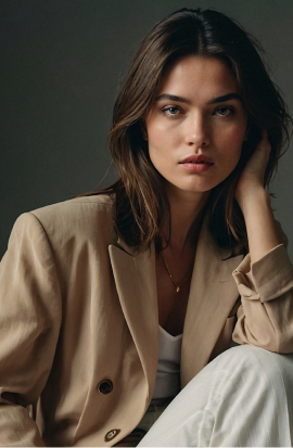 a woman sitting on a chair