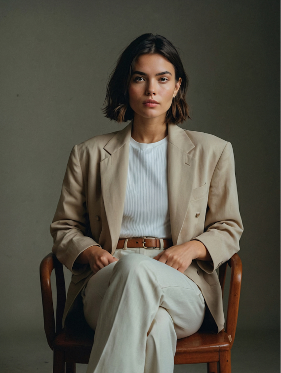 a woman sitting in a chair