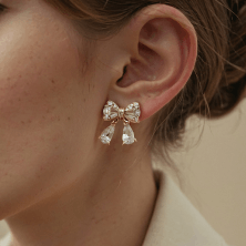 a close up of a woman's ear