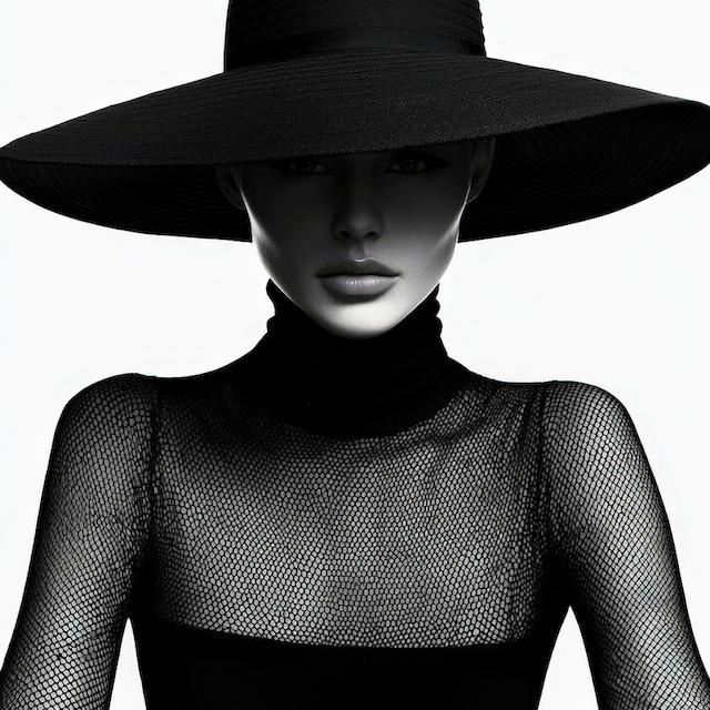 a woman wearing a black hat
