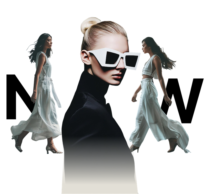 a woman in white sunglasses and a woman in white dress