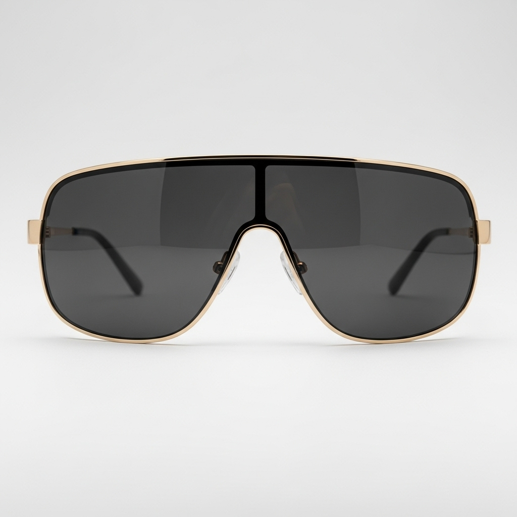 sunglasses with black lenses and gold frame