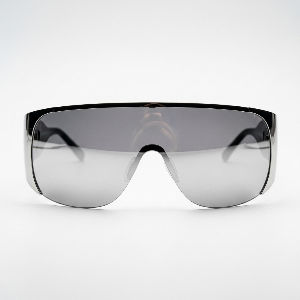 a silver sunglasses on a white background
