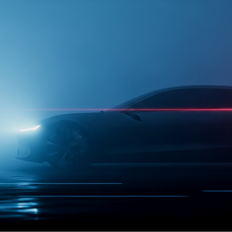 a side vview of car with a red light