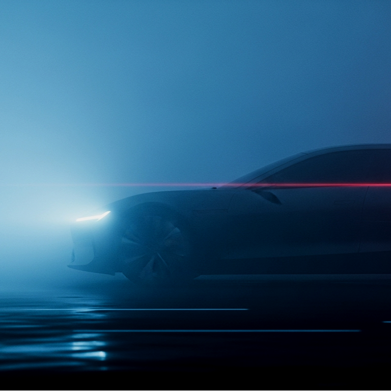 a side vview of car with a red light