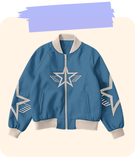 a blue jacket with a star on it