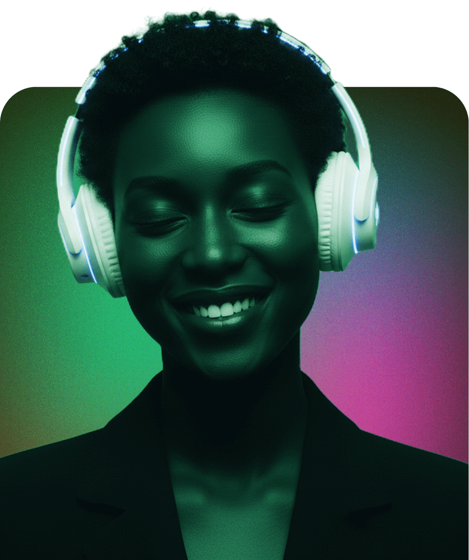 a woman wearing headphones