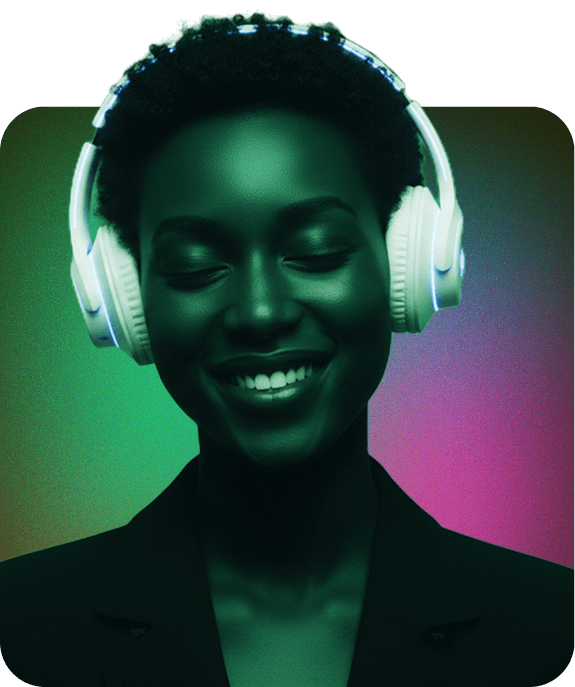a woman wearing headphones