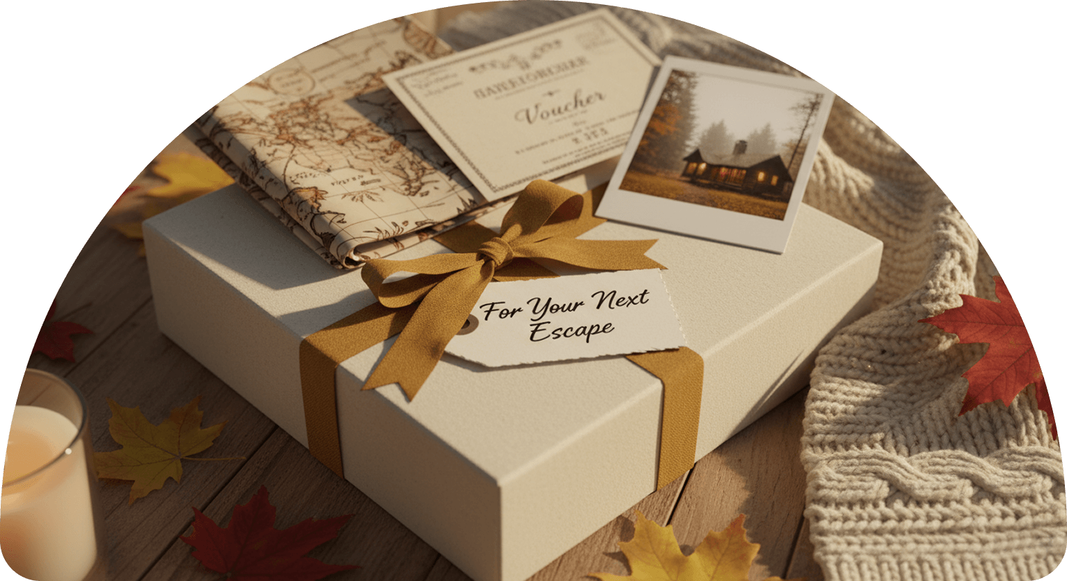 a gift box with a ribbon and a card on top