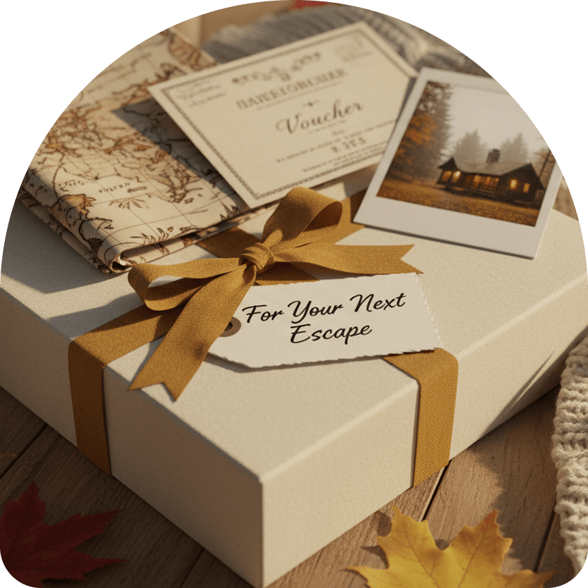 a gift box with a ribbon and a card on top