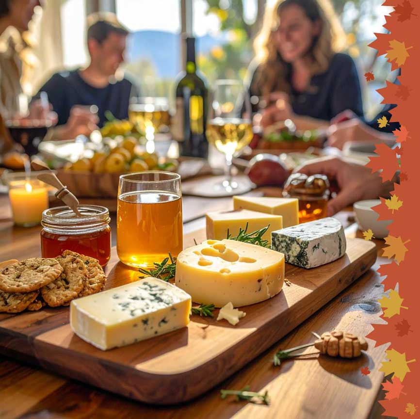 a plate of cheese and crackers