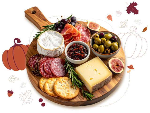 a platter of cheese and olives