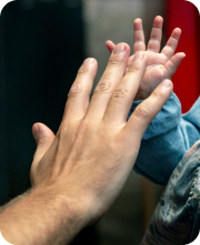 a close-up of a hand and a hand