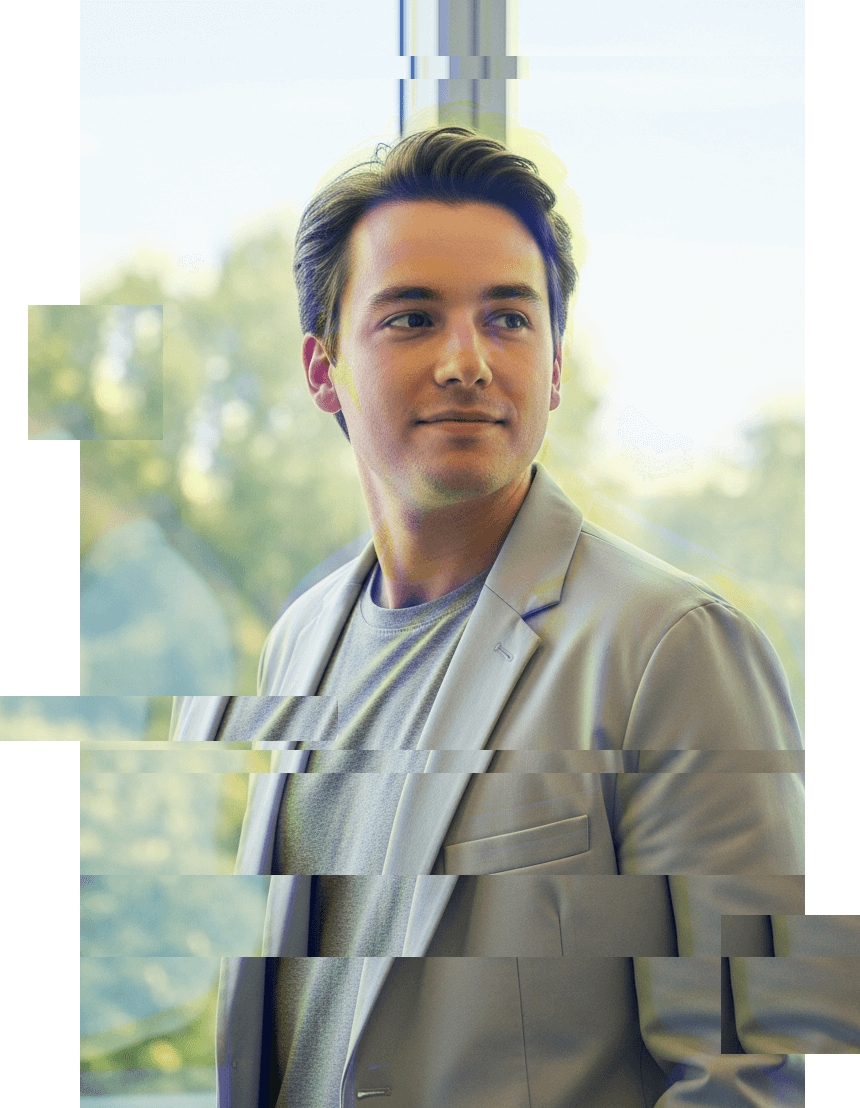 a man in a grey shirt