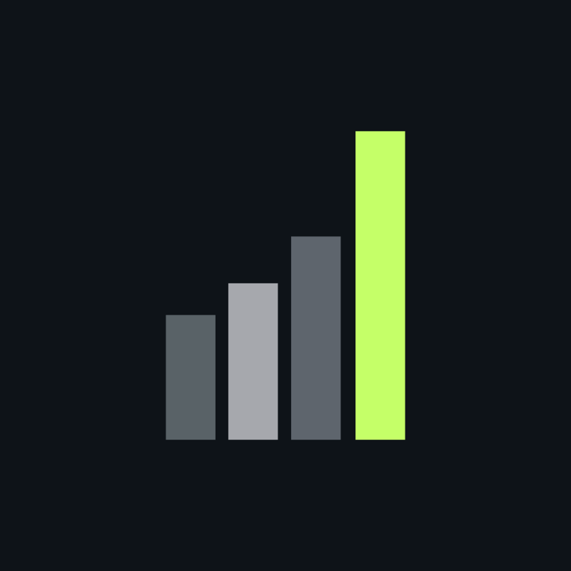 a green bar graph with black background