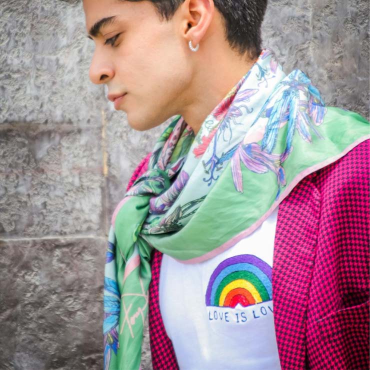 a man wearing a hat and scarf