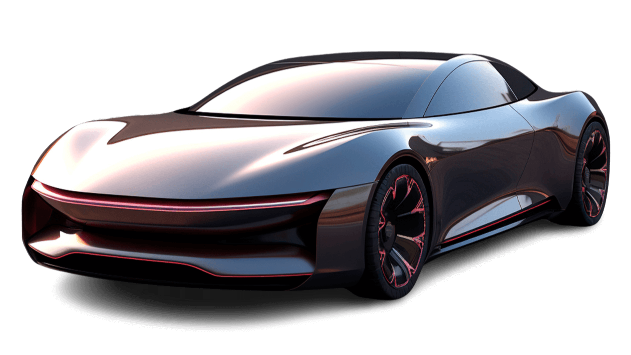 a black sports car with red rims