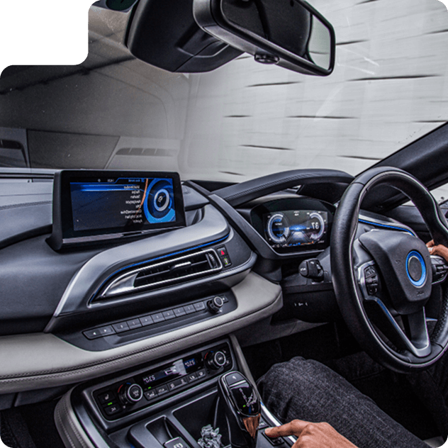 a person driving a car