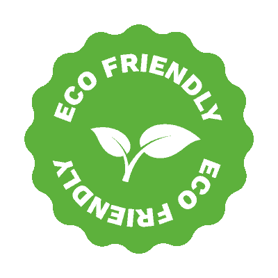 a green and white sticker with leaves