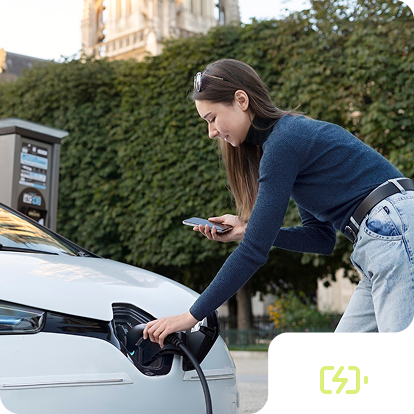 a woman charging a car