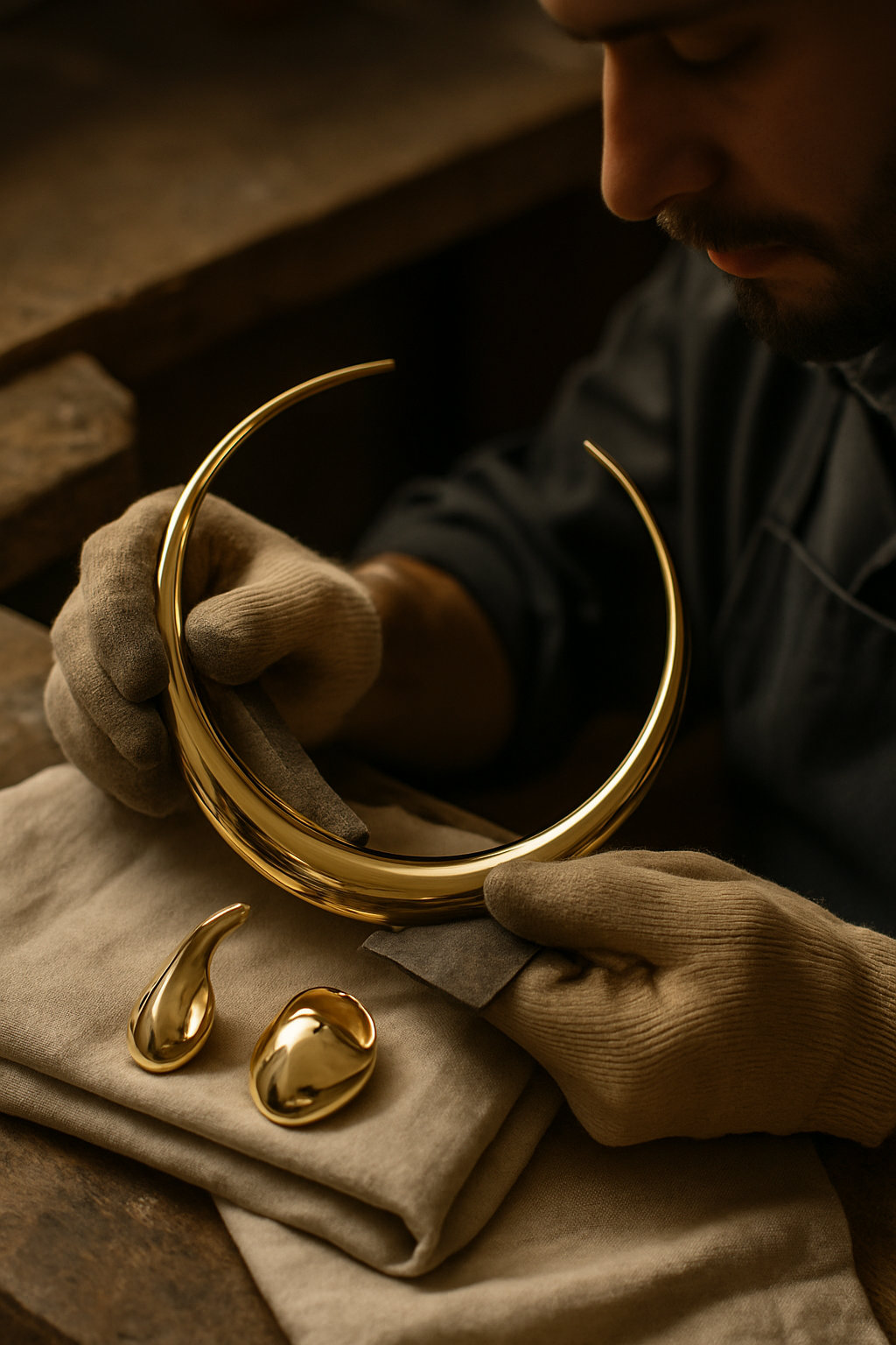 a person working on a gold object