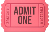 a pink ticket with black text