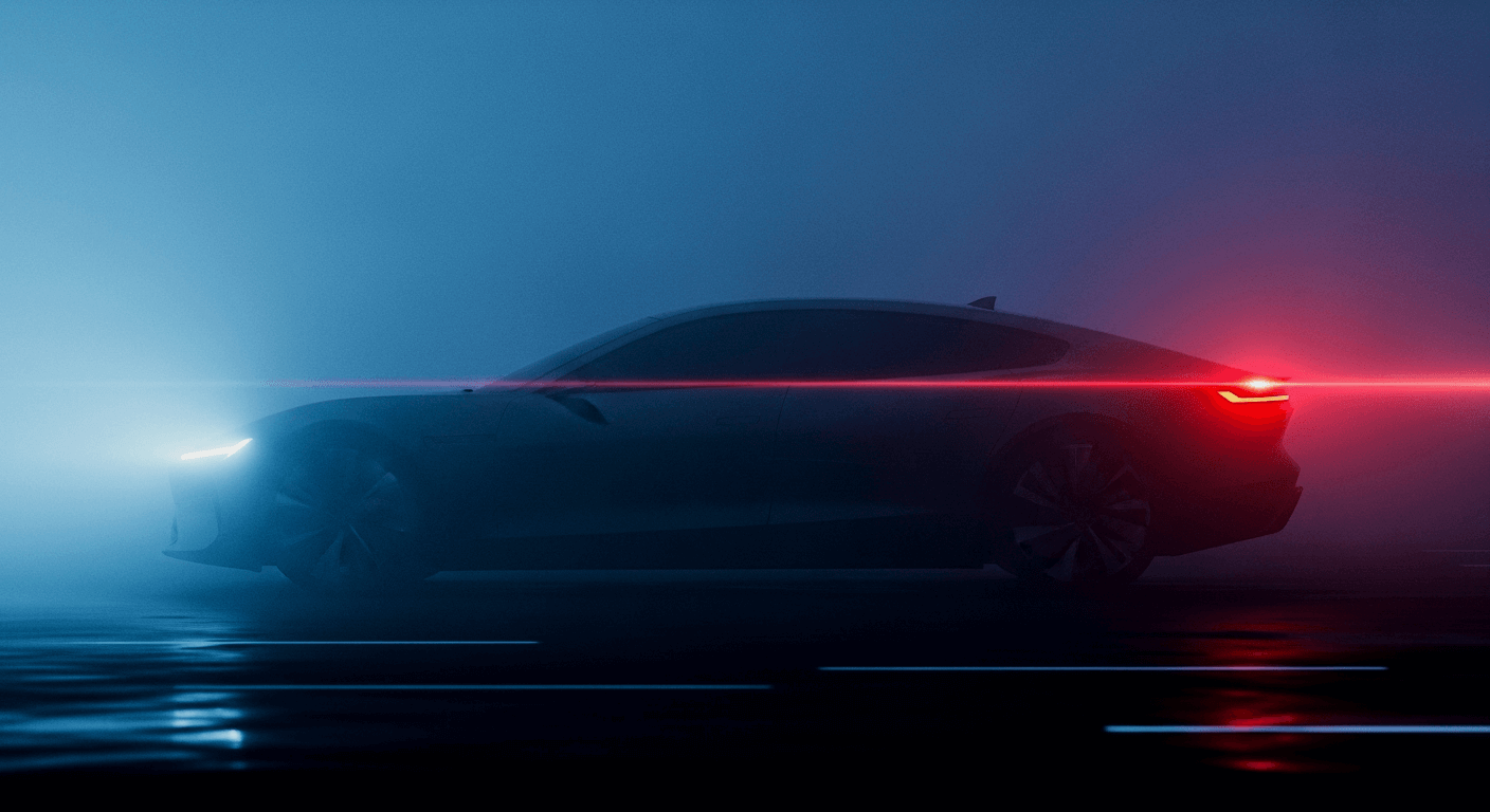 a side vview of car with a red light