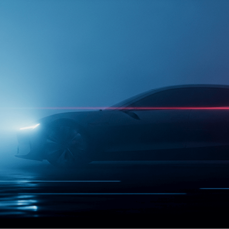 a side vview of car with a red light