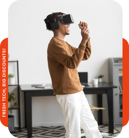 a man wearing a virtual reality headset