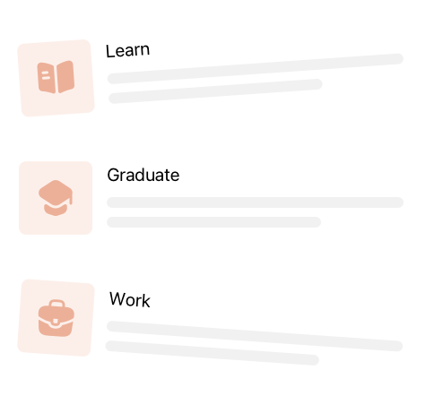 Learn, Graduate, Work