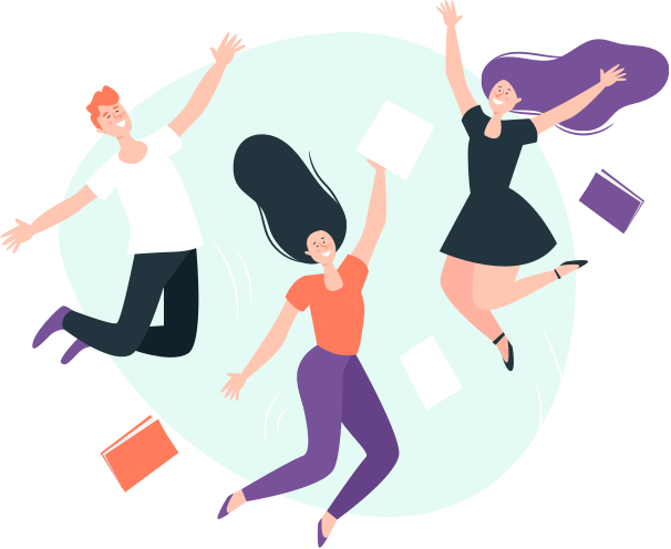 a group of people jumping in the air