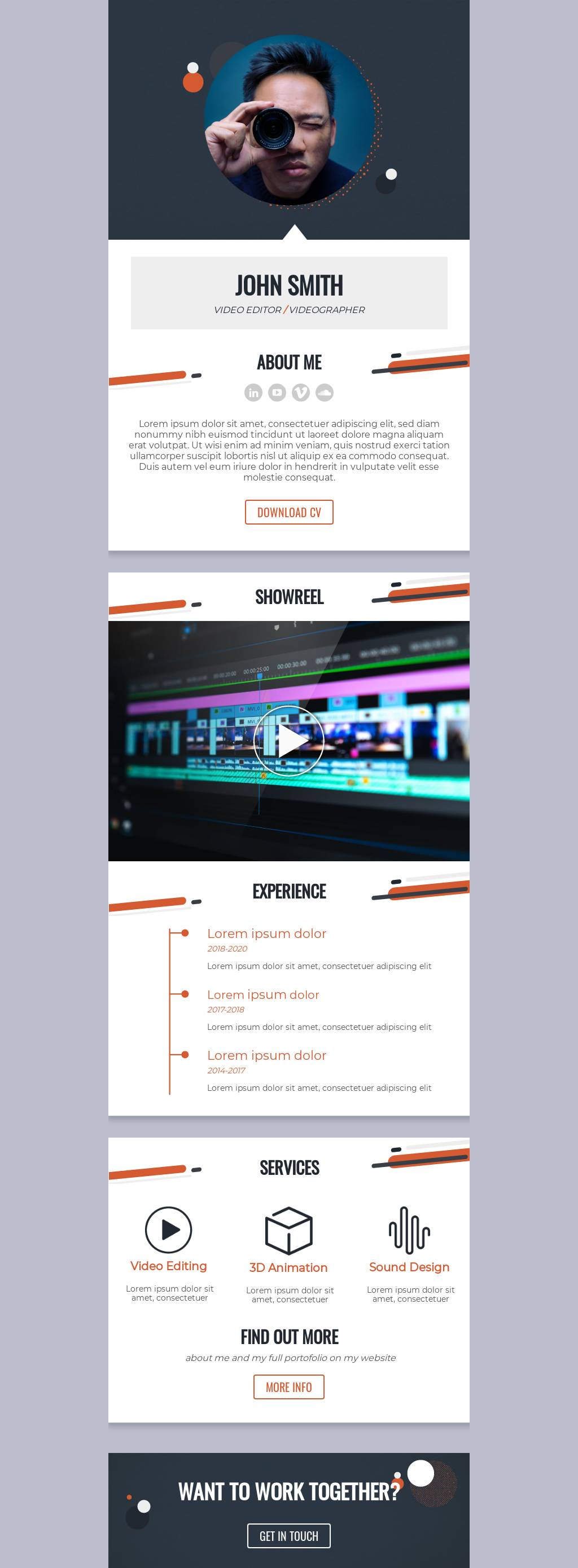 Video Editor Curriculum Vitae