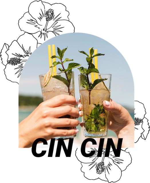 a pair of hands holding drinks