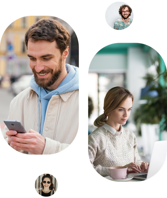 people looking at devices