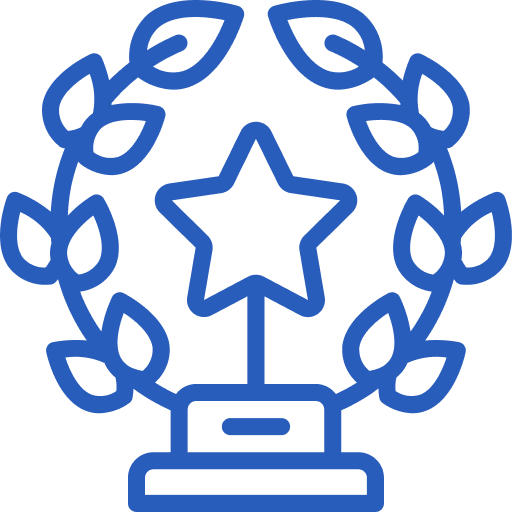 a blue star and leaves in a wreath