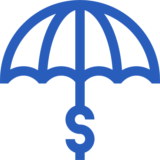 a blue umbrella with a dollar sign