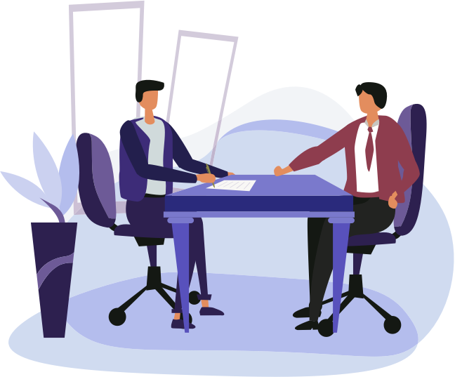 a man sitting at a table with another man sitting at a table