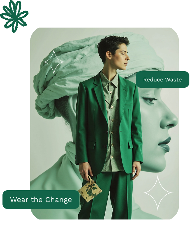 a woman in a green suit