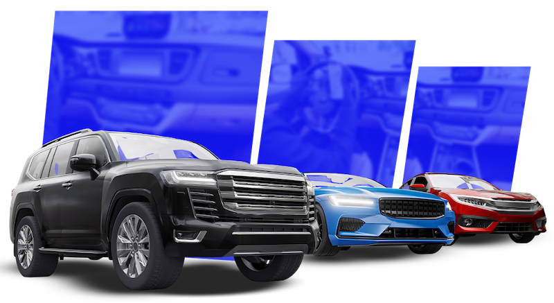 a black and blue sports cars