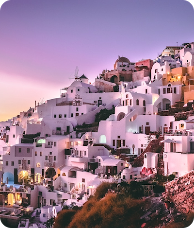 a white buildings on a hill