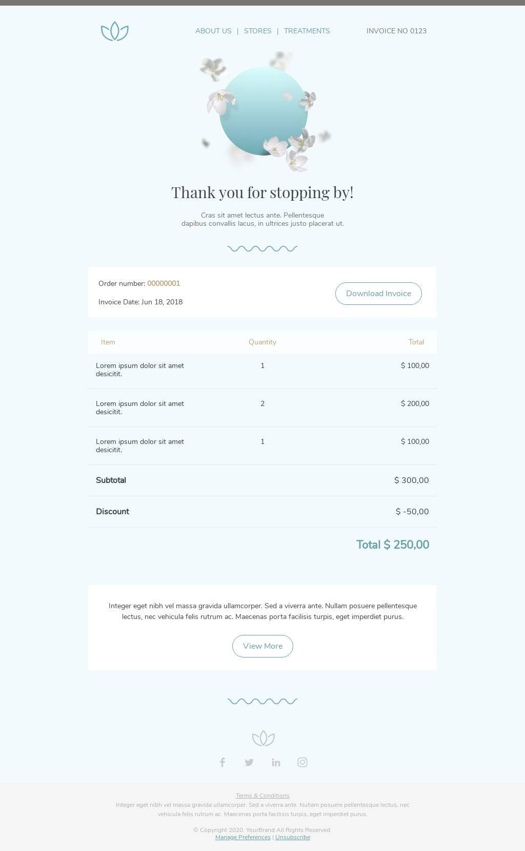 Your Visit To The Spa Invoice