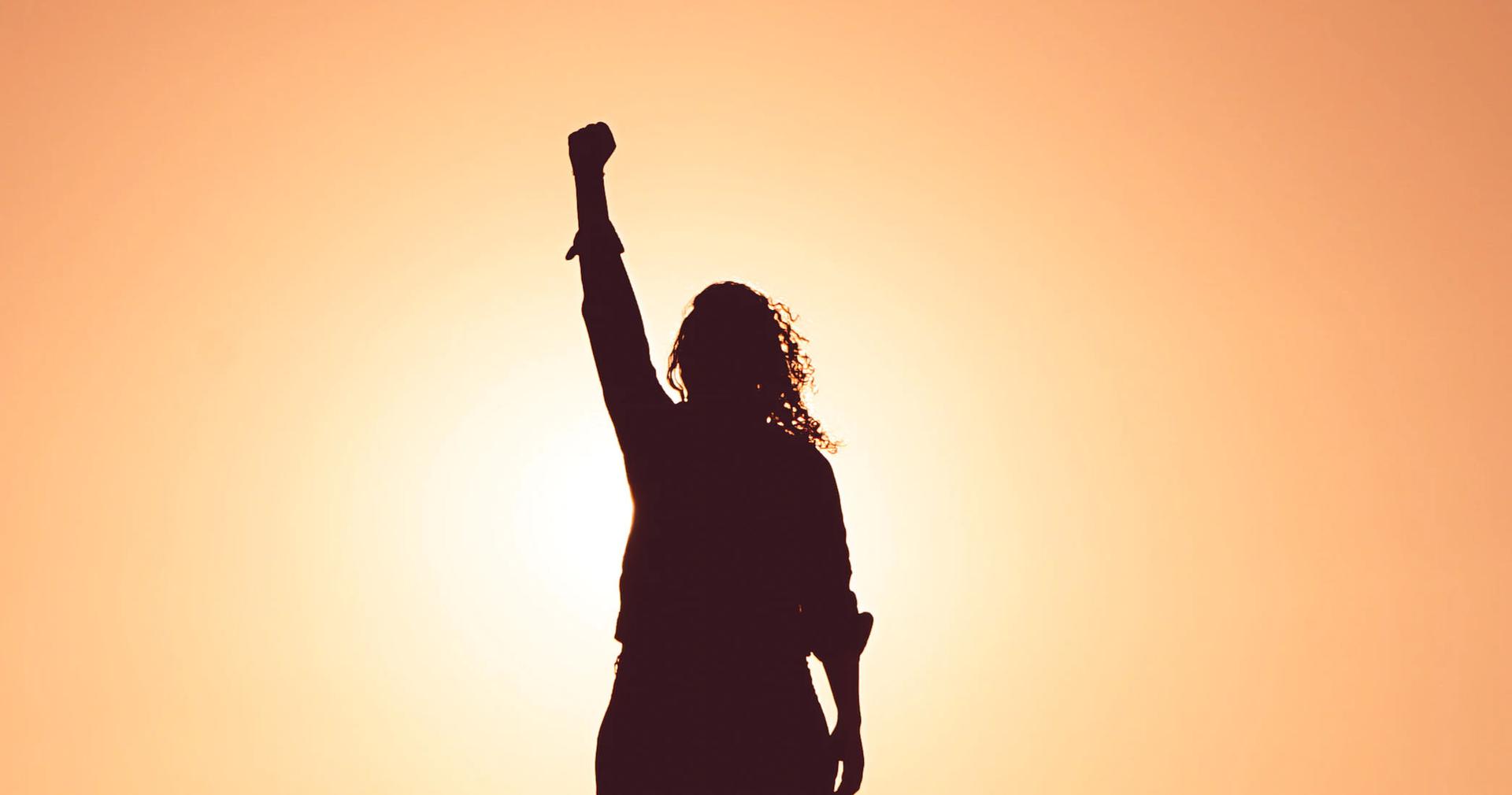 Woman with fist in the air